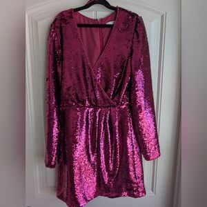 La Maison Talulah Sparkling Pink Sequin Mini Dress